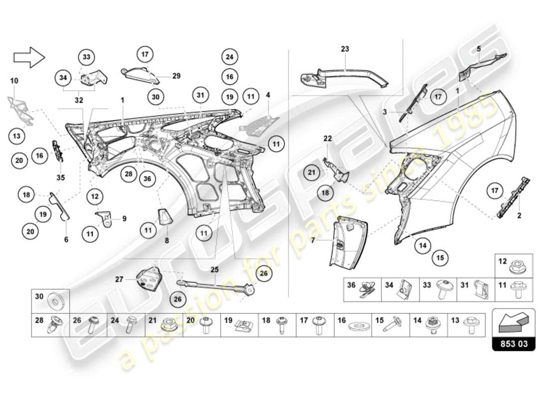 lamborghini sterrato (2024) wing part diagram