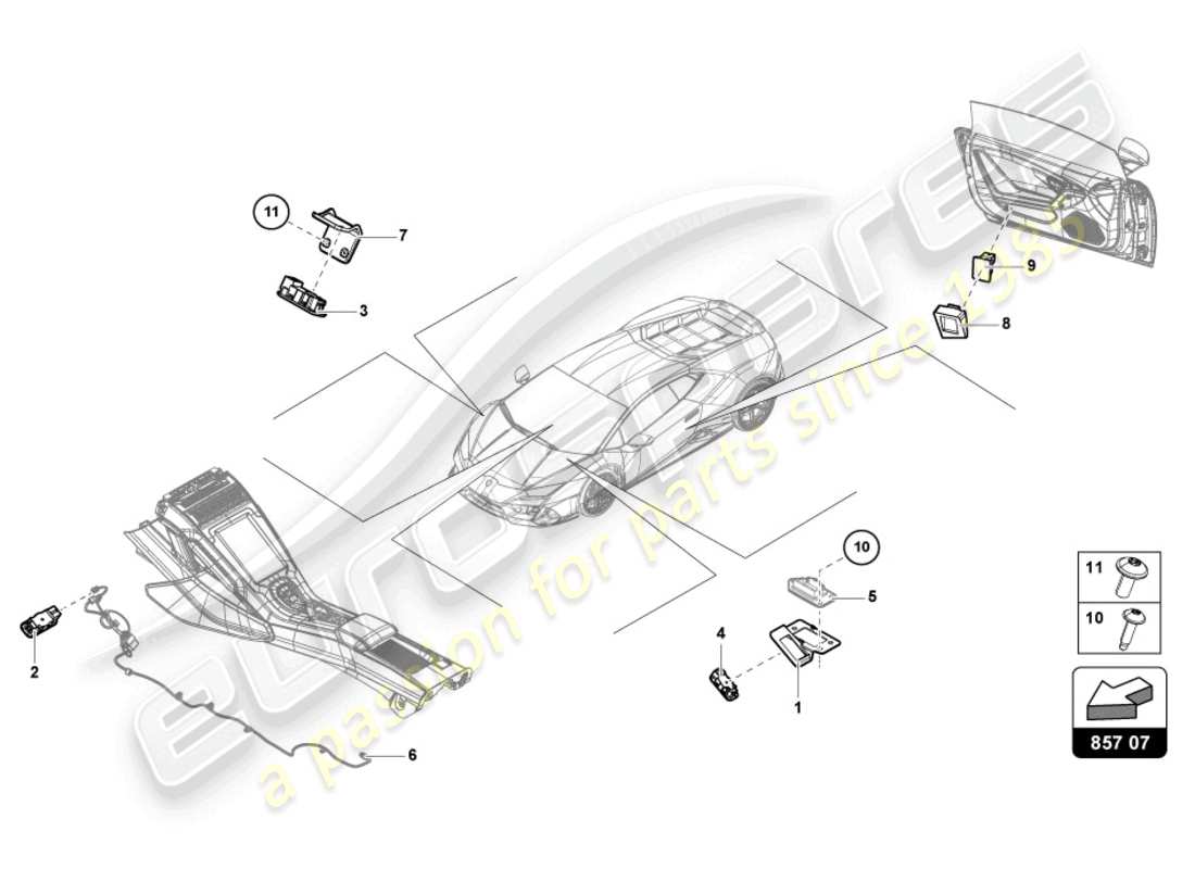 lamborghini 2022 (evo coupe 2wd) single parts for interior and reading light part diagram