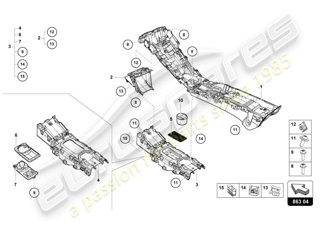 lamborghini 2021 (evo coupe 2wd) tunnel part diagram