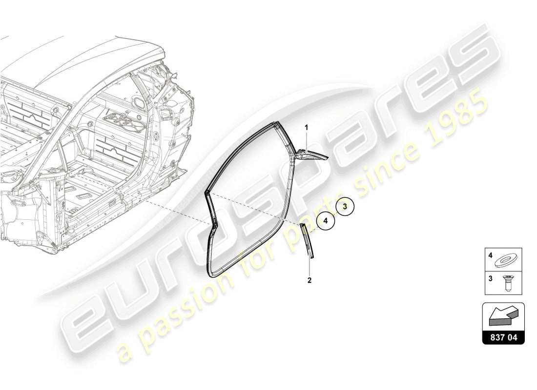 lamborghini evo coupe 2wd (2021) door seal front doors part diagram