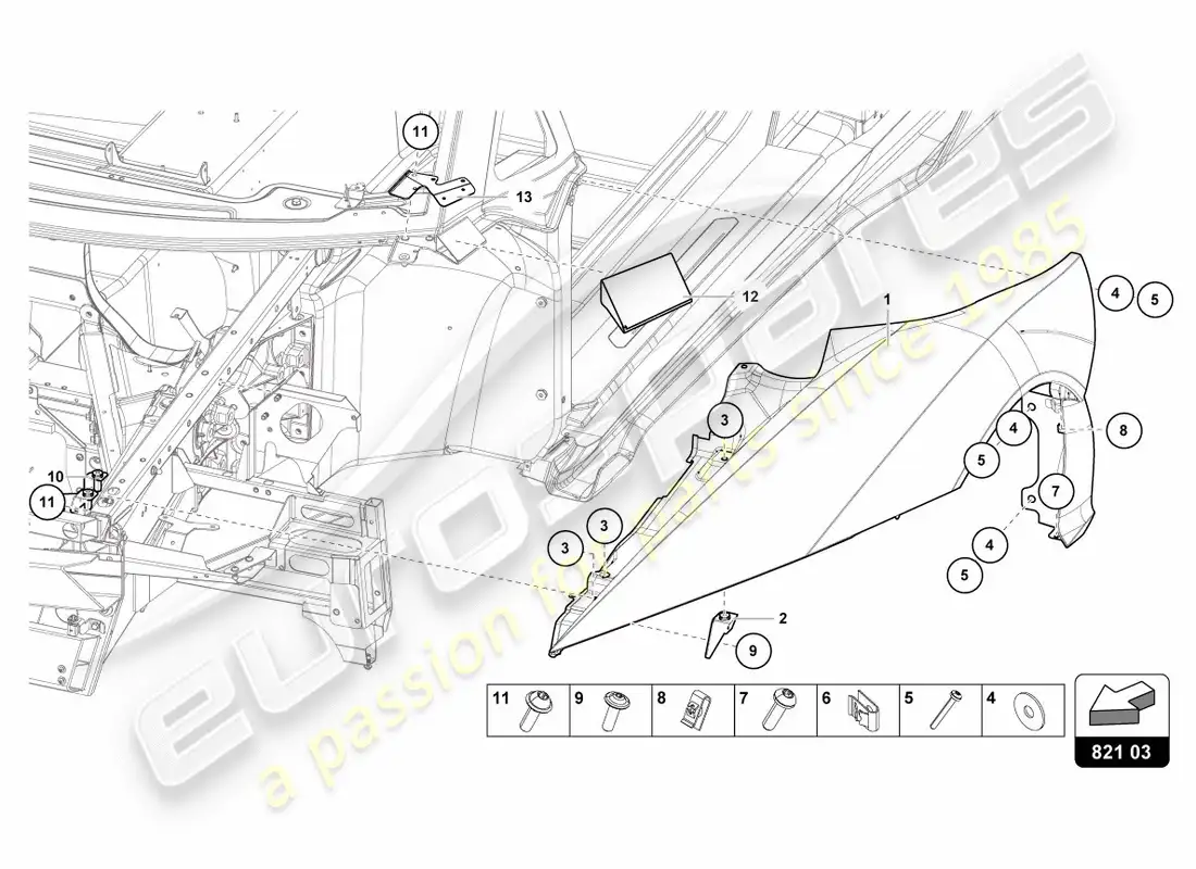 lamborghini centenario roadster (2017) wing protector front parts diagram
