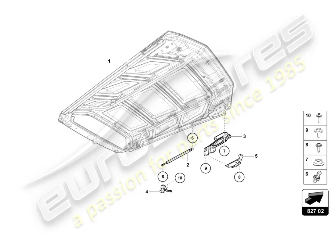 lamborghini lp610-4 coupe (2017) engine cover with insp. cover parts diagram