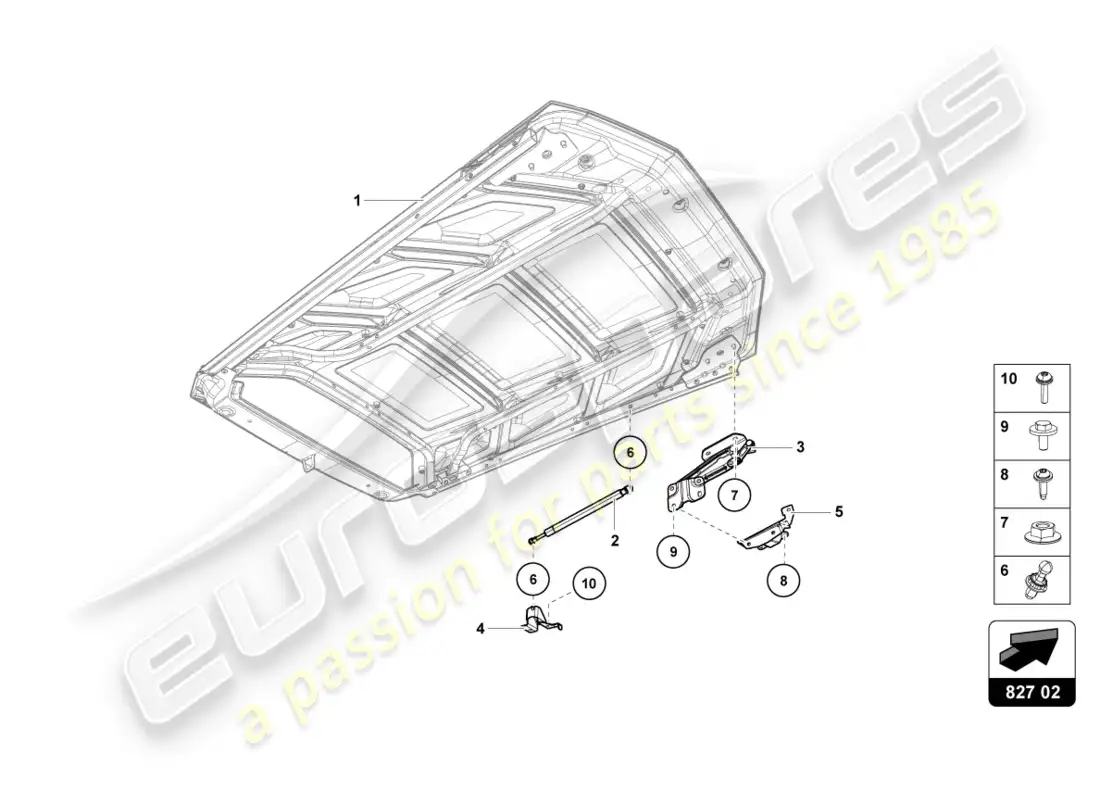 lamborghini lp580-2 coupe (2017) engine cover with insp. cover parts diagram