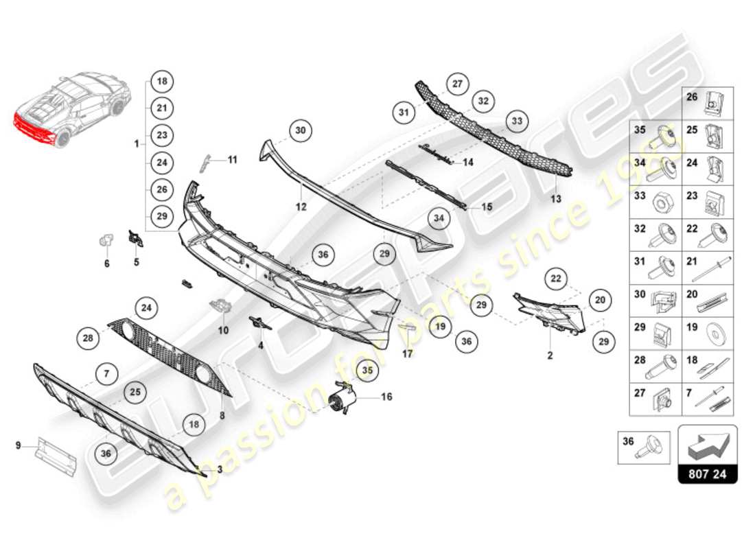 lamborghini sterrato (2024) bumper rear part diagram