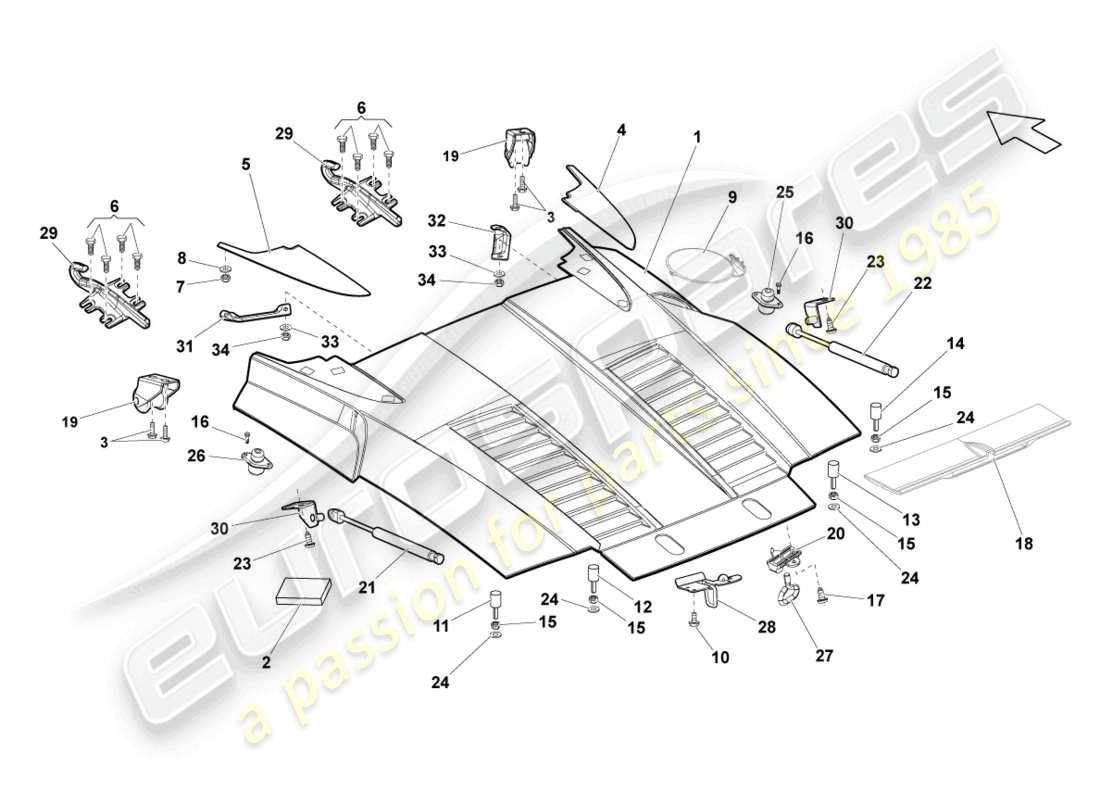 lamborghini lp570-4 spyder performante (2013) rear lid part diagram