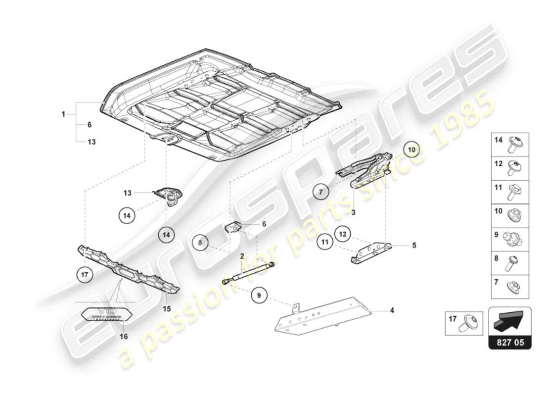 lamborghini evo spyder (2024) rear lid part diagram