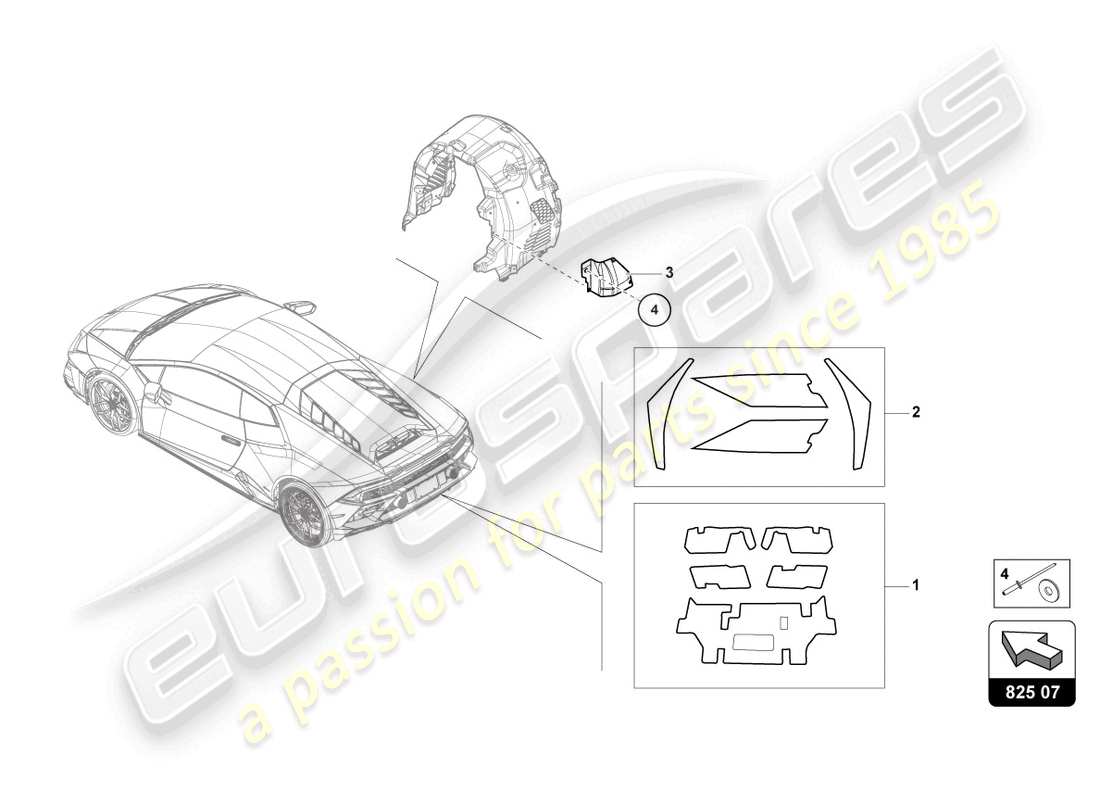 lamborghini evo spyder (2024) heat insulation (self-adhesive) part diagram