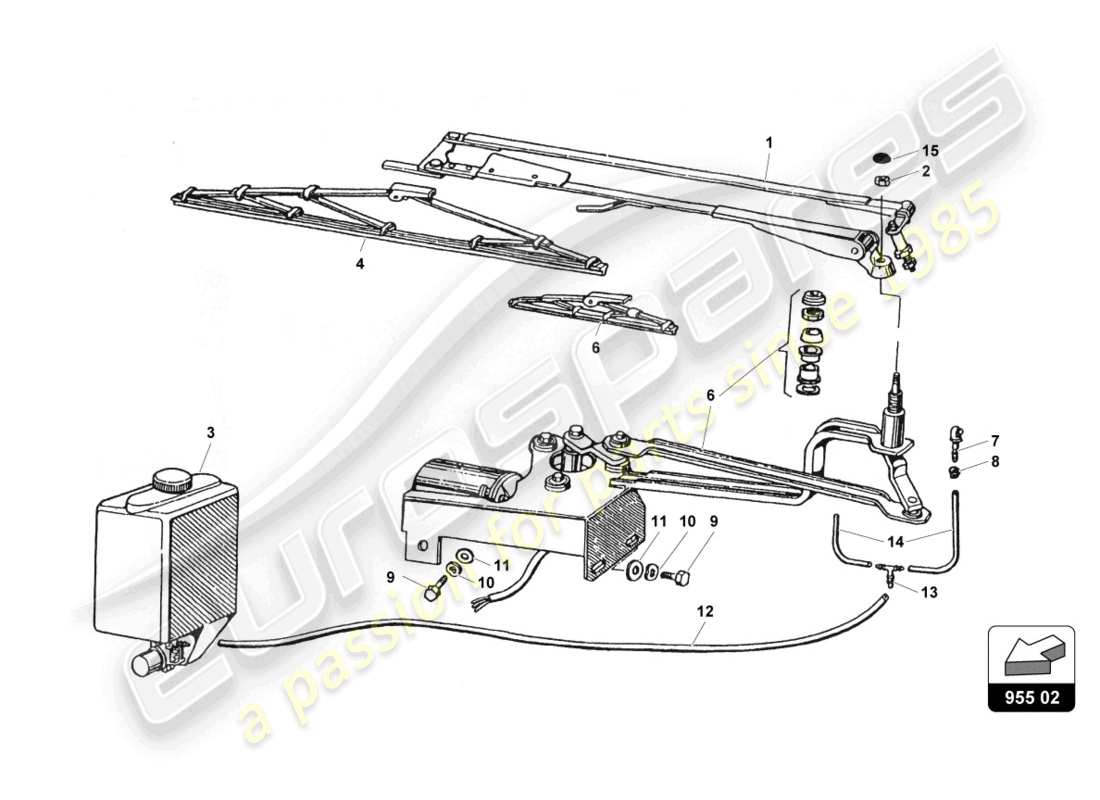 lamborghini countach 25th anniversary (1989) windshield wiper part diagram