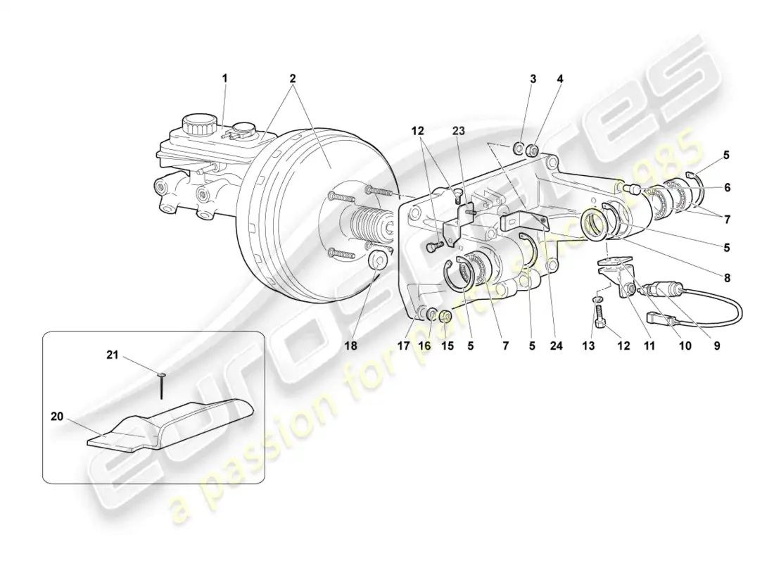 lamborghini murcielago coupe (2004) brake servo rhd part diagram