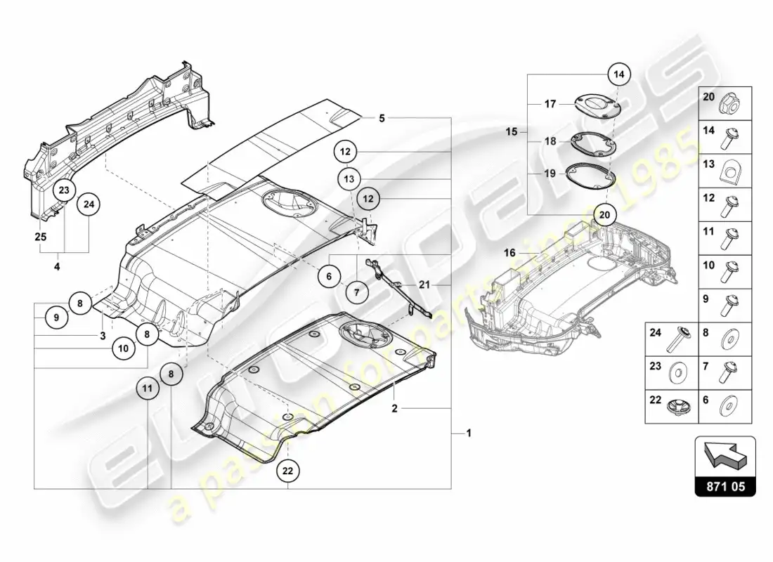 lamborghini lp580-2 spyder (2017) soft top box tray single parts parts diagram