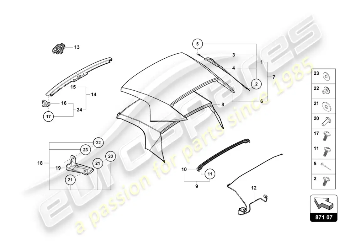 lamborghini lp580-2 spyder (2017) cover parts diagram