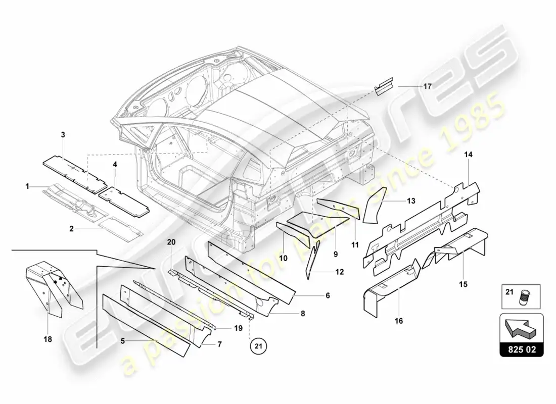 lamborghini centenario roadster (2017) damper for tunnel parts diagram