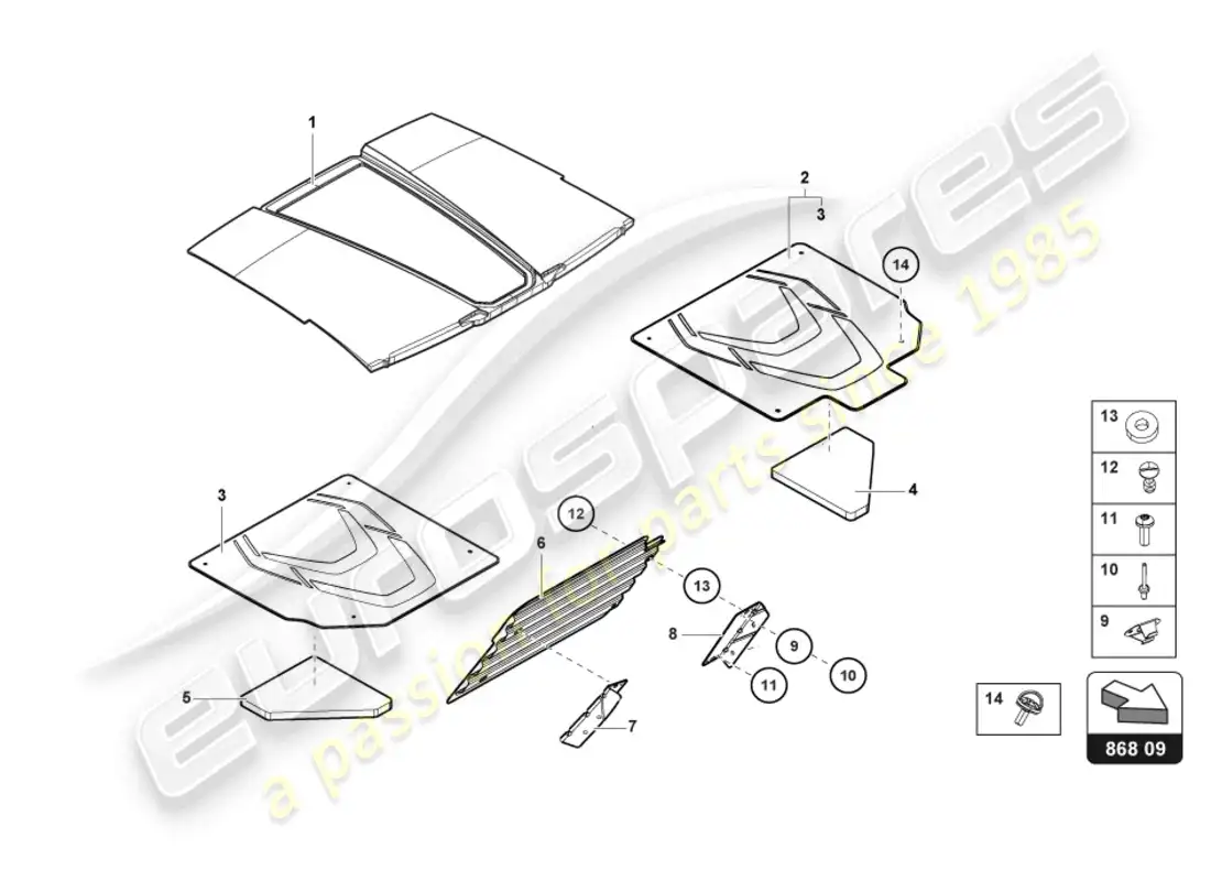 lamborghini sian (2021) interior decor parts diagram