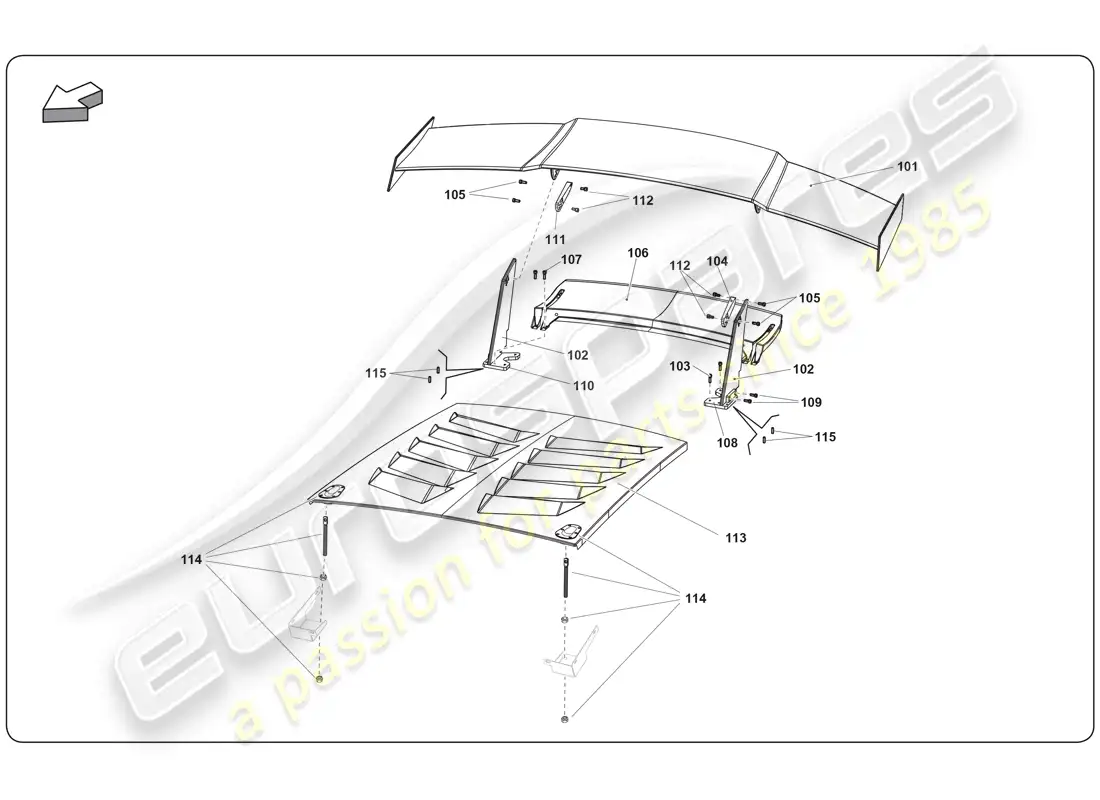 lamborghini super trofeo (2009-2014) engine bonnet parts diagram