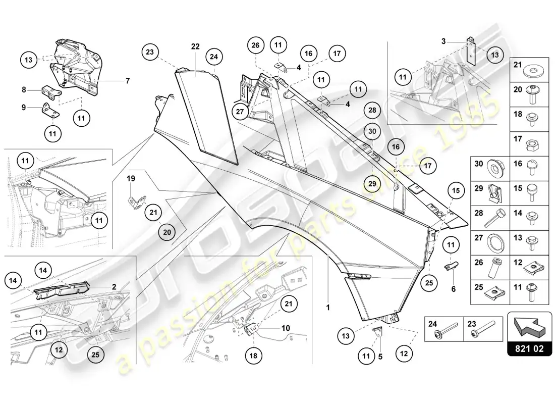 lamborghini lp720-4 coupe 50 (2014) wing protector parts diagram