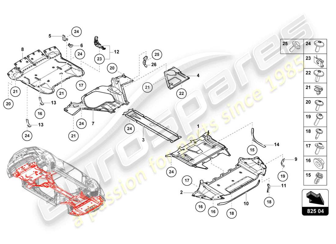 lamborghini evo coupe 2wd (2021) trim panel for frame lower section part diagram