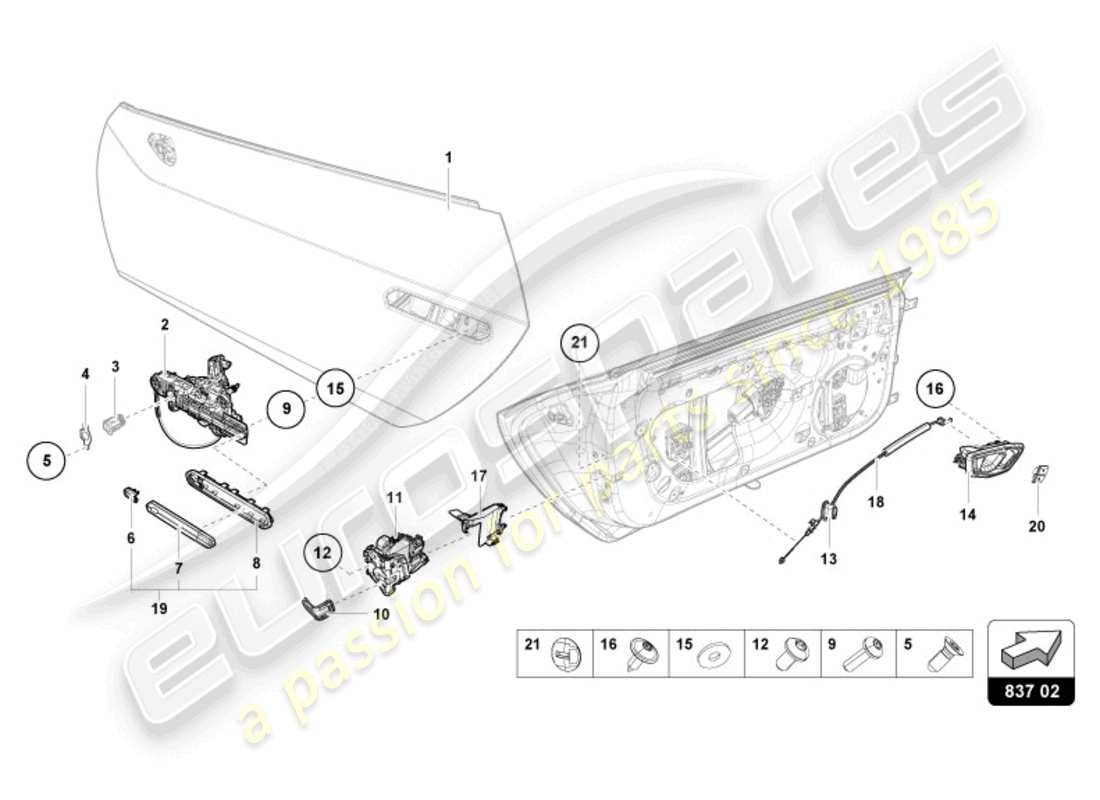 lamborghini evo spyder (2024) door handles part diagram