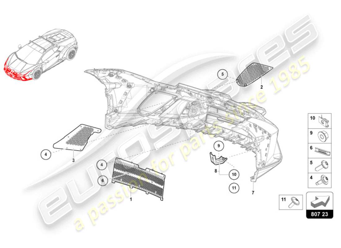 lamborghini sterrato (2024) bumper front part diagram