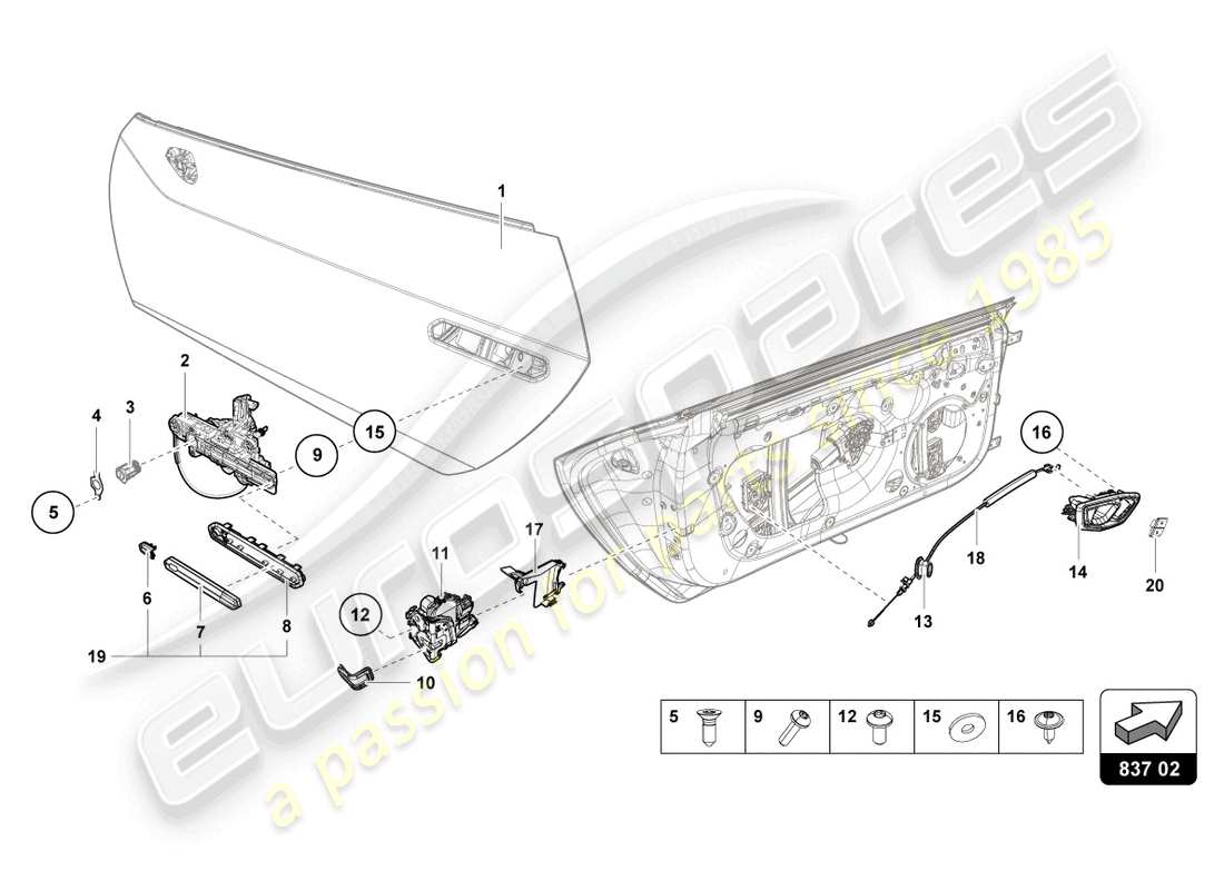 lamborghini 2023 (tecnica) door handles part diagram