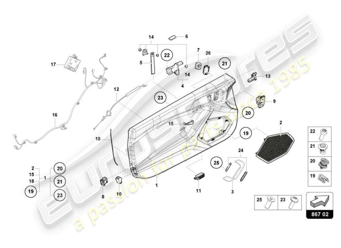 lamborghini sterrato (2024) door panel part diagram