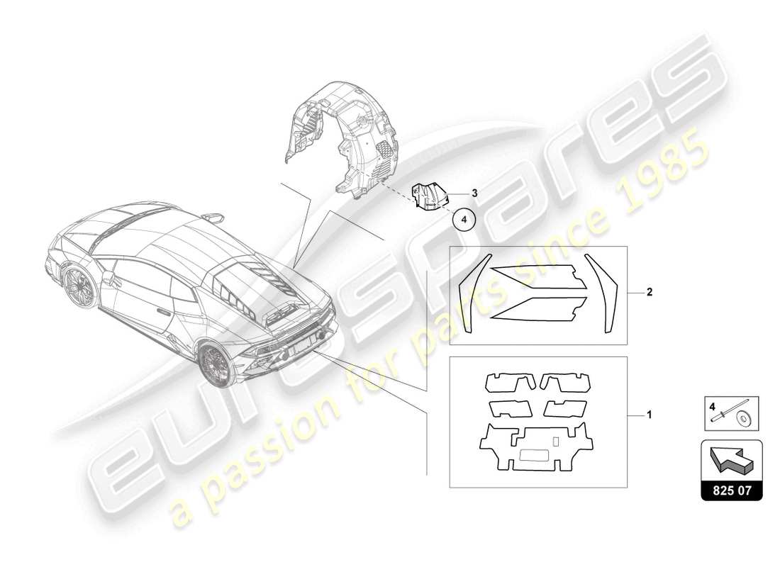 lamborghini 2021 (evo coupe 2wd) heat insulation (self-adhesive) part diagram