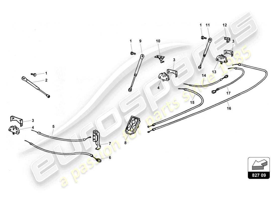 lamborghini countach 25th anniversary (1989) hoods locks and opening levers part diagram