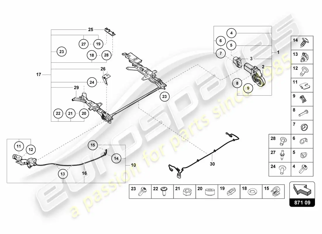 lamborghini lp610-4 spyder (2016) sliding roof motor parts diagram