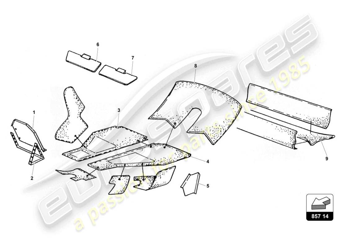 lamborghini countach 25th anniversary (1989) internal carpets part diagram