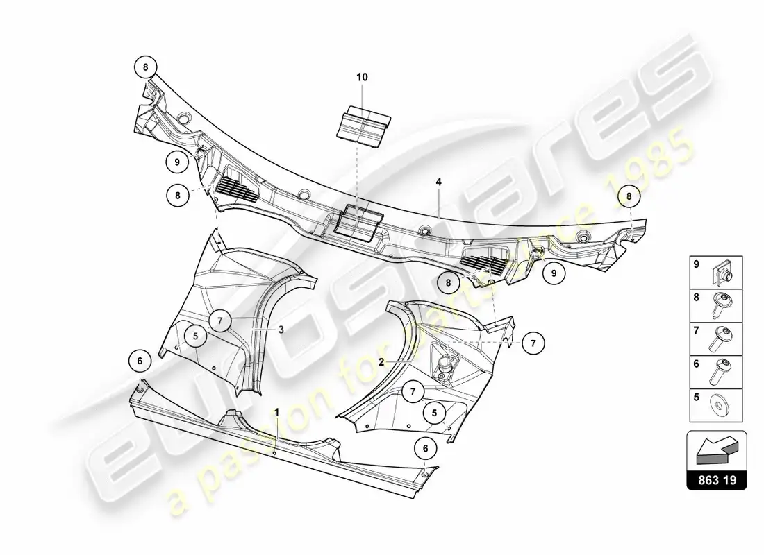 lamborghini centenario roadster (2017) luggage compartment lining parts diagram
