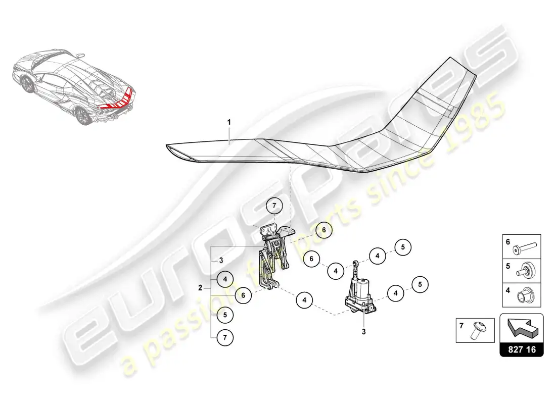 lamborghini sian (2021) rear spoiler parts diagram