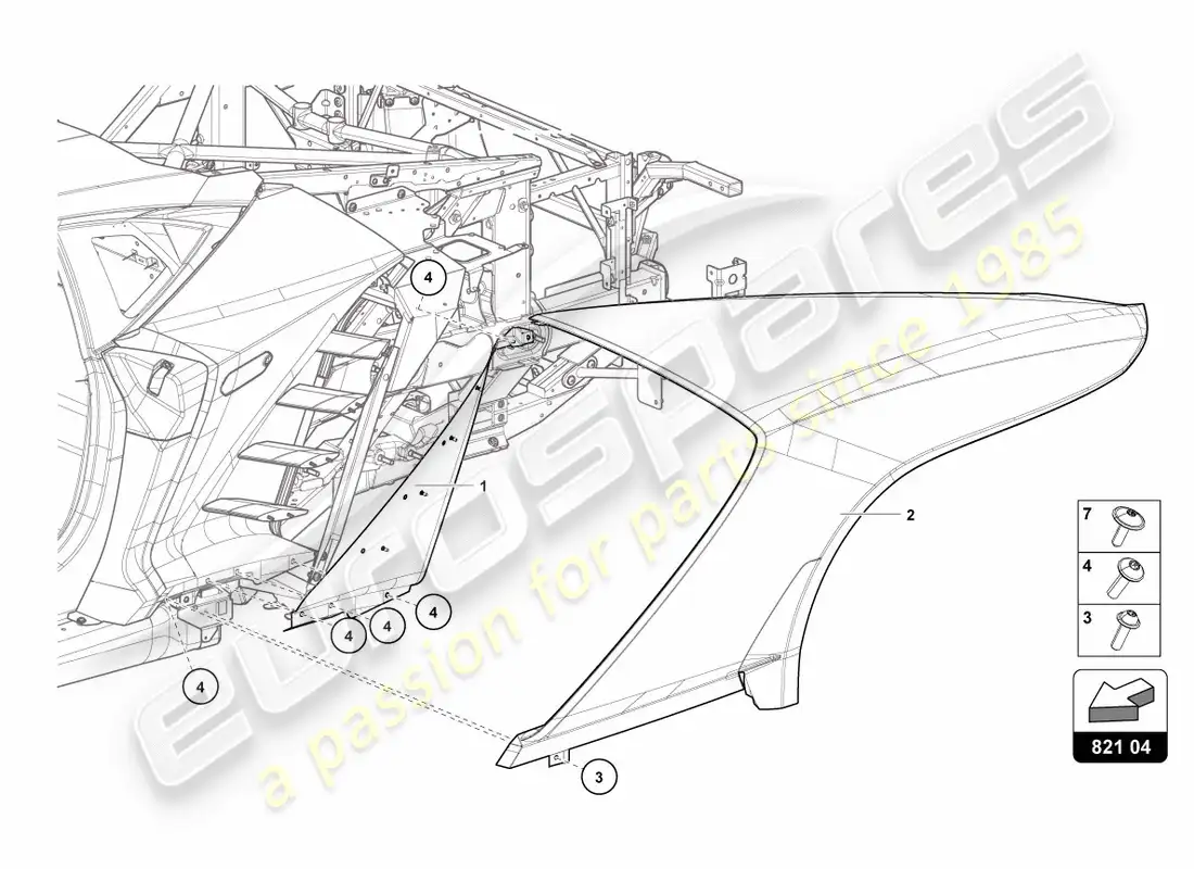 lamborghini centenario roadster (2017) wing protector rear parts diagram