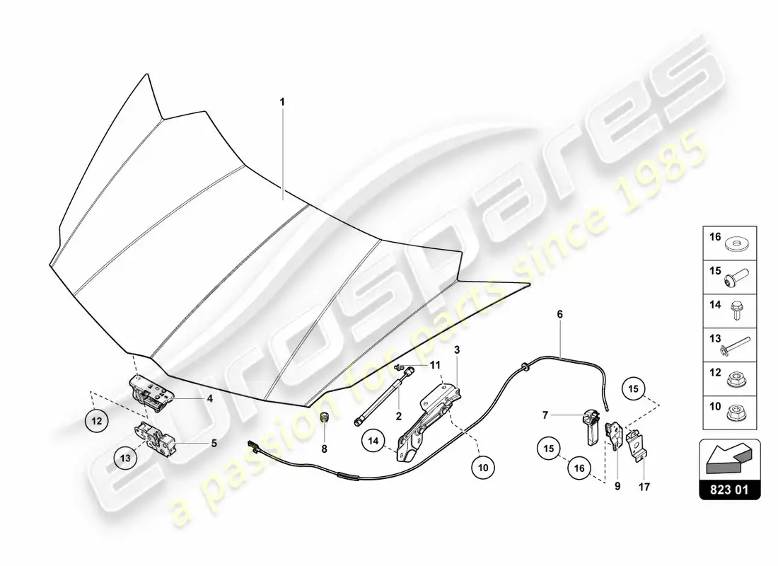 lamborghini lp700-4 coupe (2012) bonnet front parts diagram