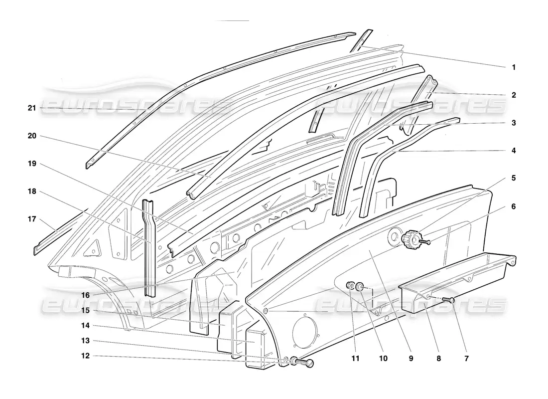 lamborghini diablo se30 (1995) doors parts diagram