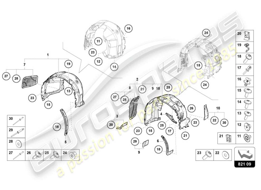 lamborghini sterrato (2024) wheel housing trim part diagram