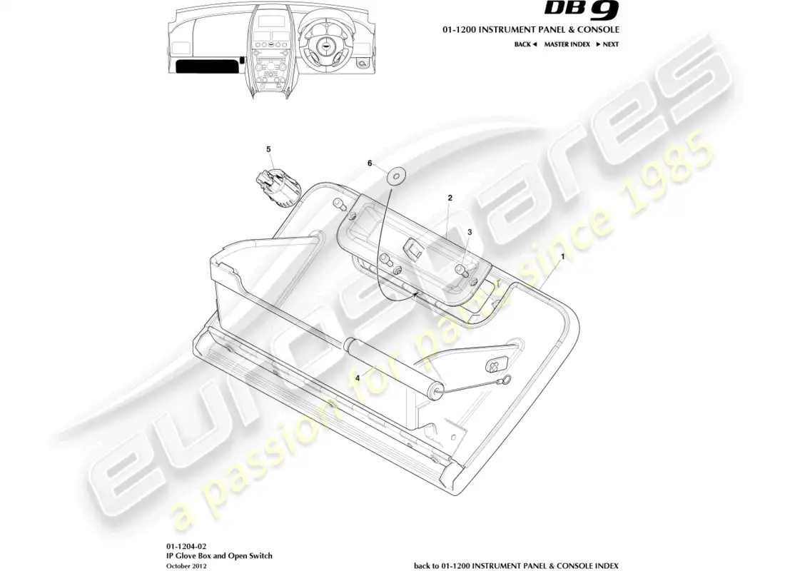 a part diagram from the aston martin db9 parts catalogue