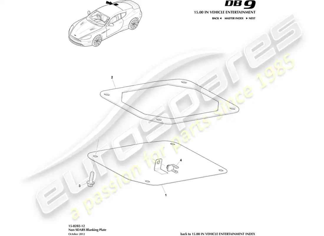 aston martin db9 (2014) non sdars blanking plate parts diagram