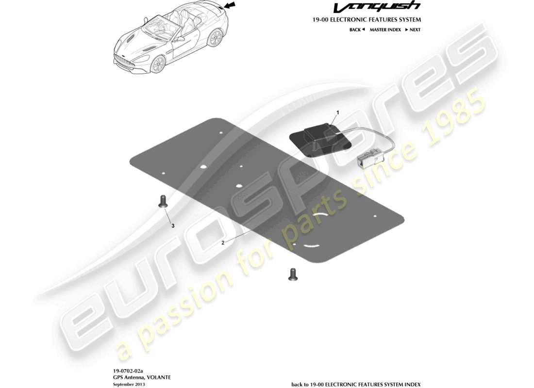 aston martin vanquish (2016) gps antenna, volante part diagram