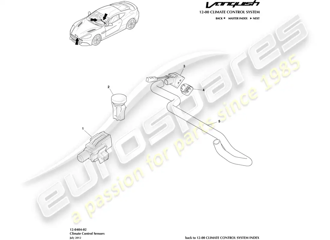 aston martin vanquish (2017) sensors parts diagram