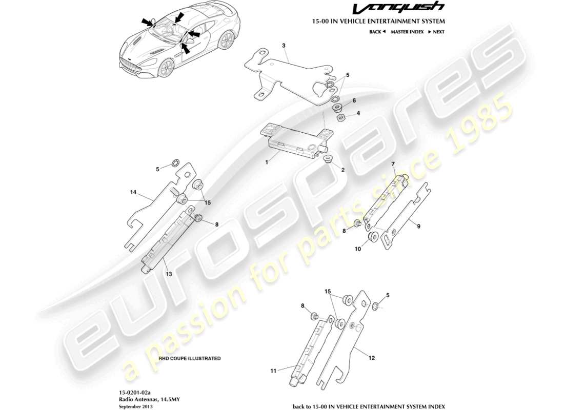 aston martin vanquish (2017) radio antenna, 14.5my part diagram