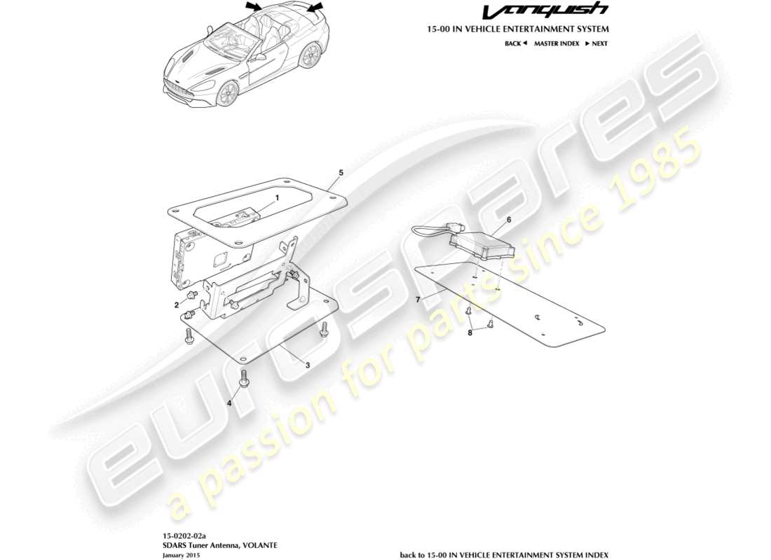 aston martin vanquish (2017) sdars tuner, volante part diagram