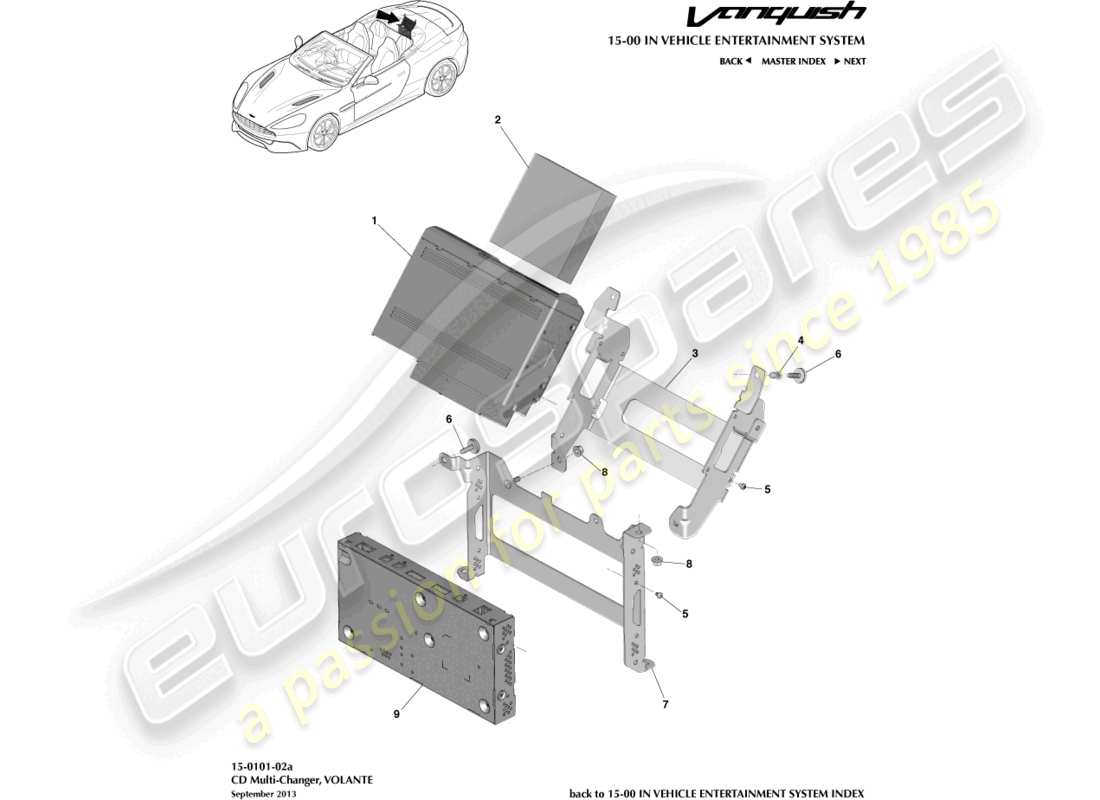 aston martin vanquish (2018) cd multi changer, volante part diagram