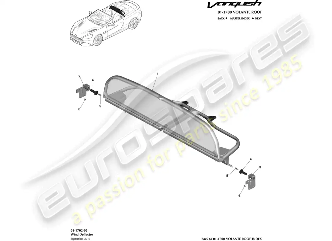 aston martin vanquish (2018) wind deflector parts diagram