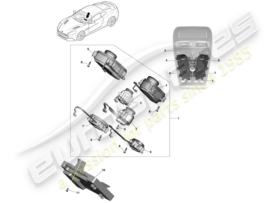aston martin vanquish (2014) infotainment controls parts diagram