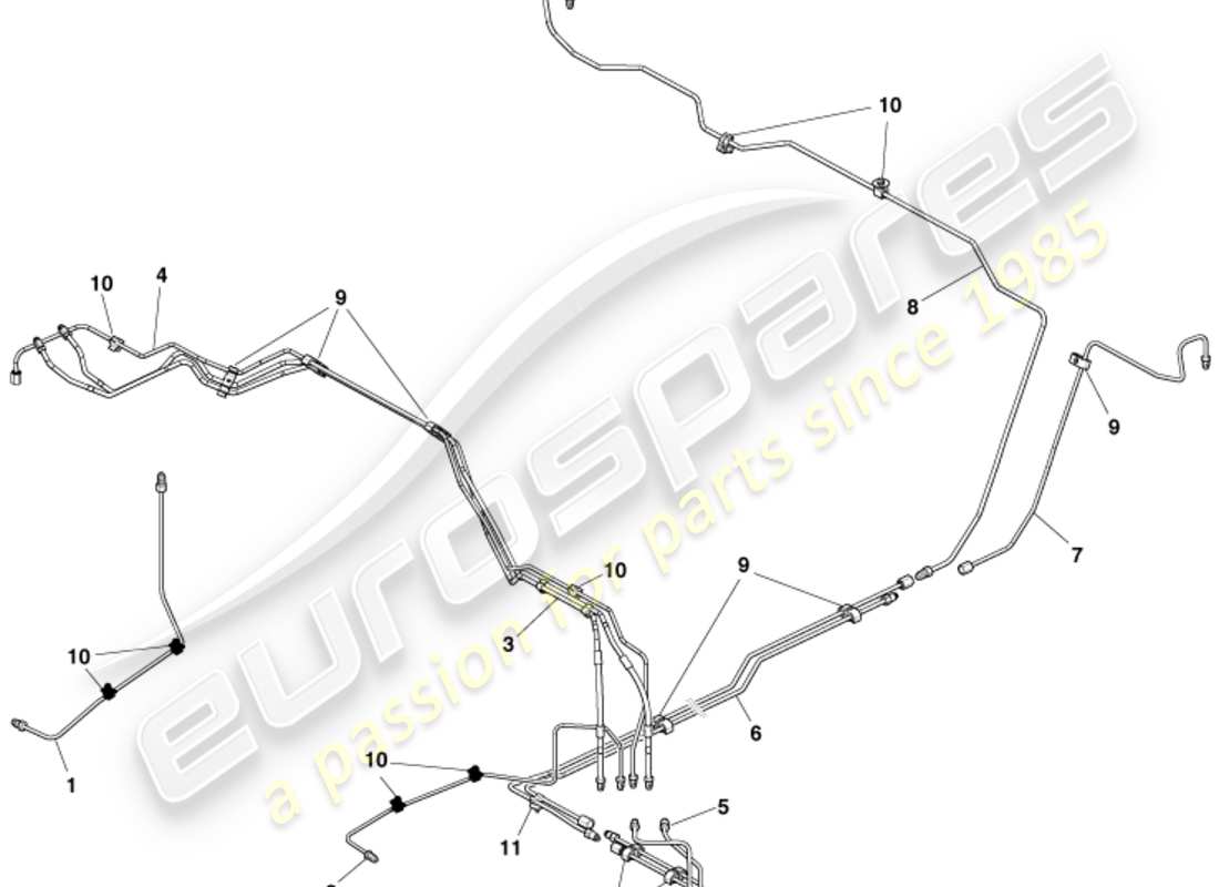 aston martin rapide (2017) brake lines & hoses, rhd part diagram