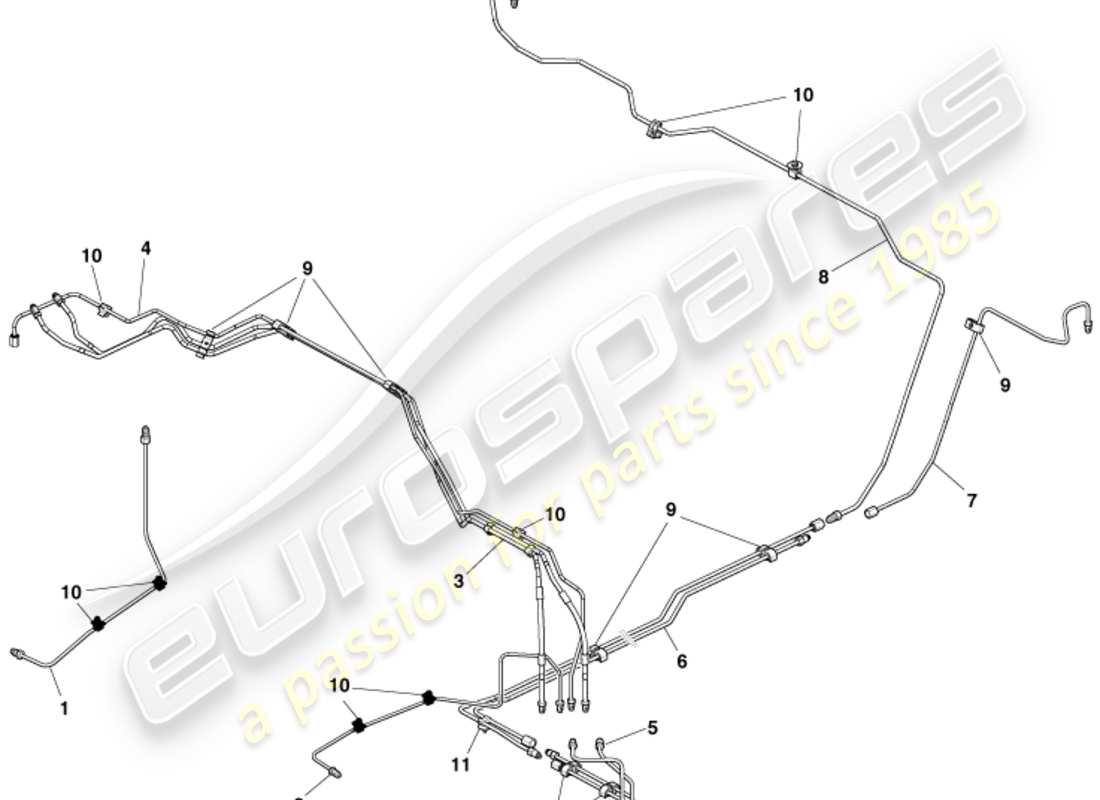 aston martin rapide (2018) brake lines & hoses, rhd part diagram