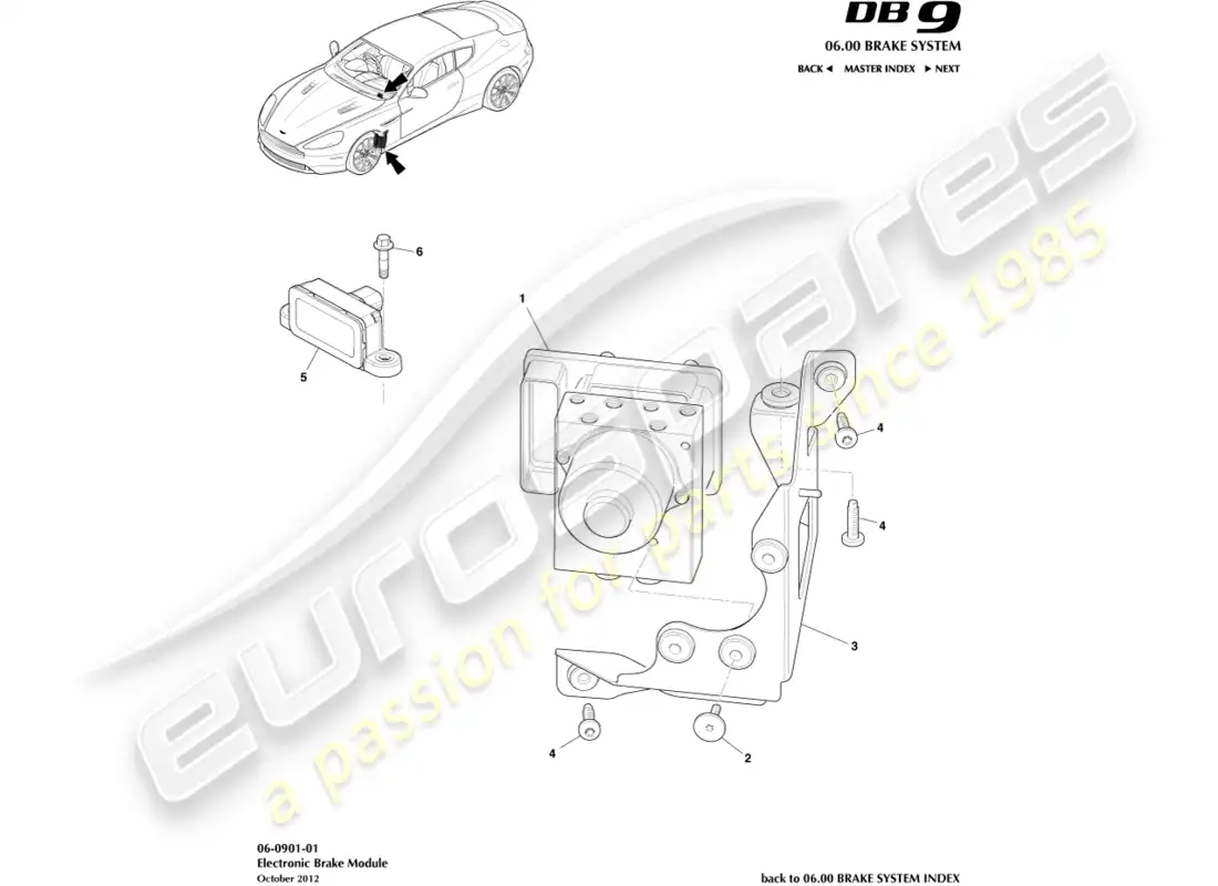 aston martin db9 (2015) electronic brake module parts diagram