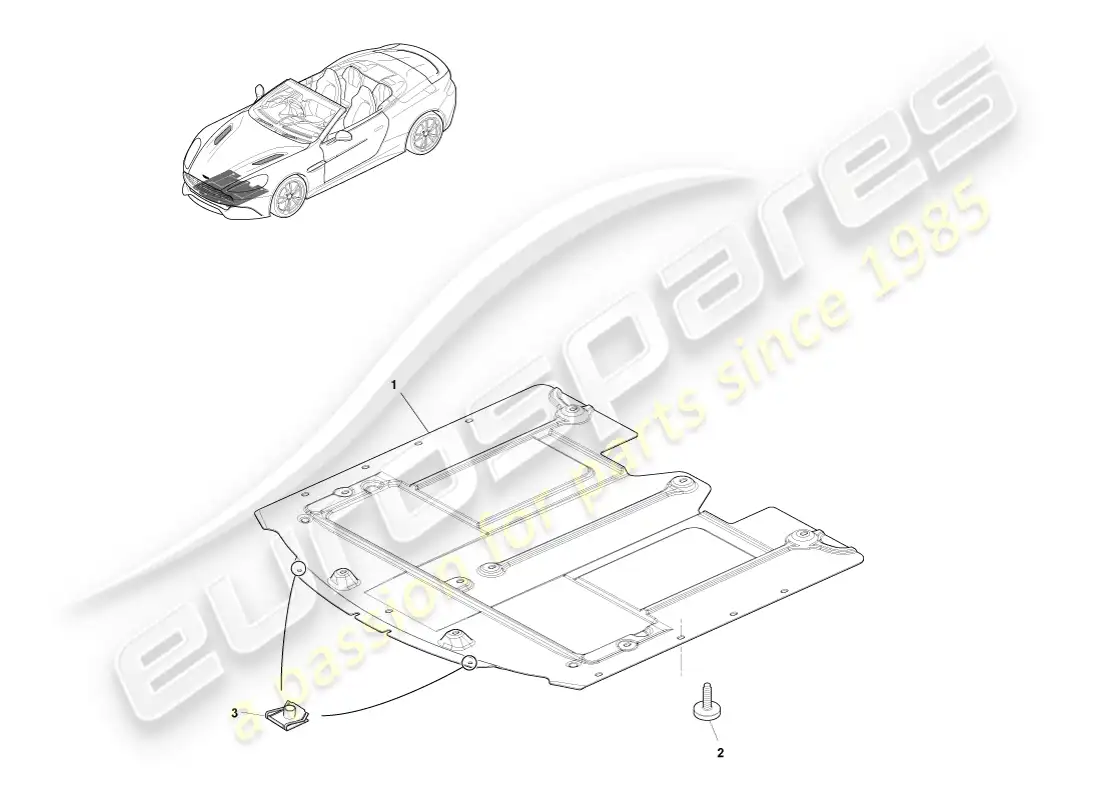 aston martin vanquish (2014) front undertray, volante parts diagram