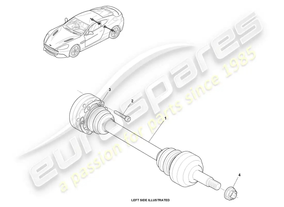 aston martin vanquish (2013) rear halfshaft assembly parts diagram