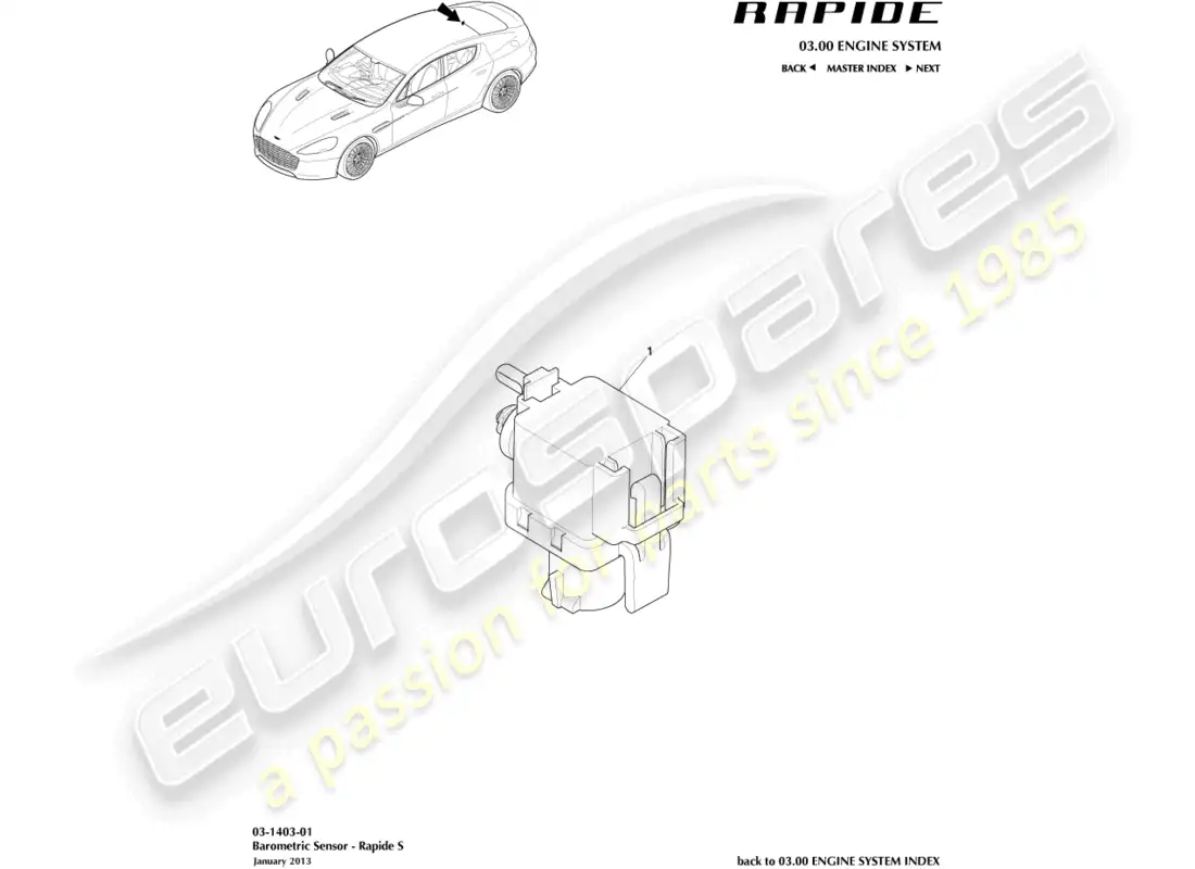 aston martin rapide (2012) barometric sensor parts diagram