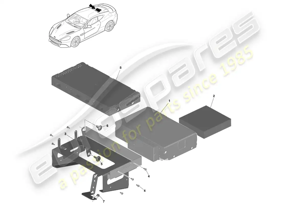 aston martin vanquish (2013) cd multi changer, coupe parts diagram